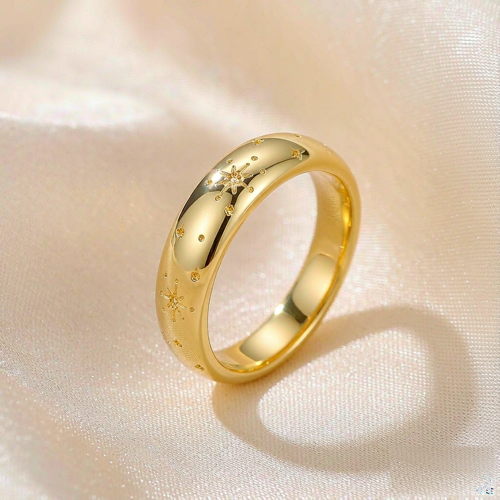VARYNOXA Celeste Constellation Band Ring — macro view