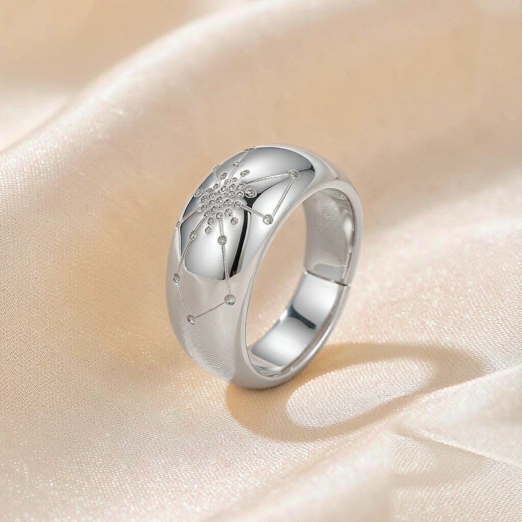 Celeste Constellation Band Ring — Silver — studio view