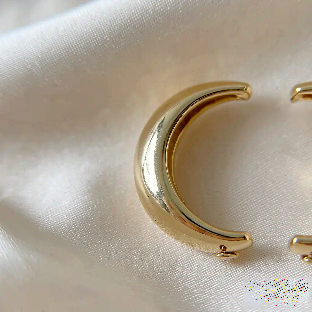 VARYNOXA Crescent Hoop Earrings — macro view