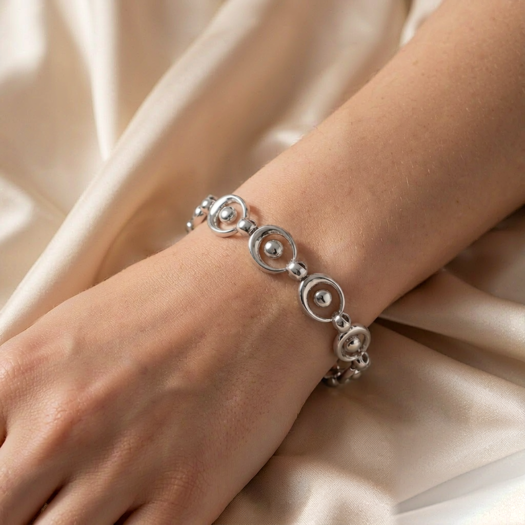Eclipse Link Bracelet — Silver — worn view