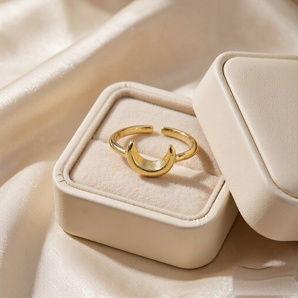 VARYNOXA Lunar Halo Open Ring — gift view