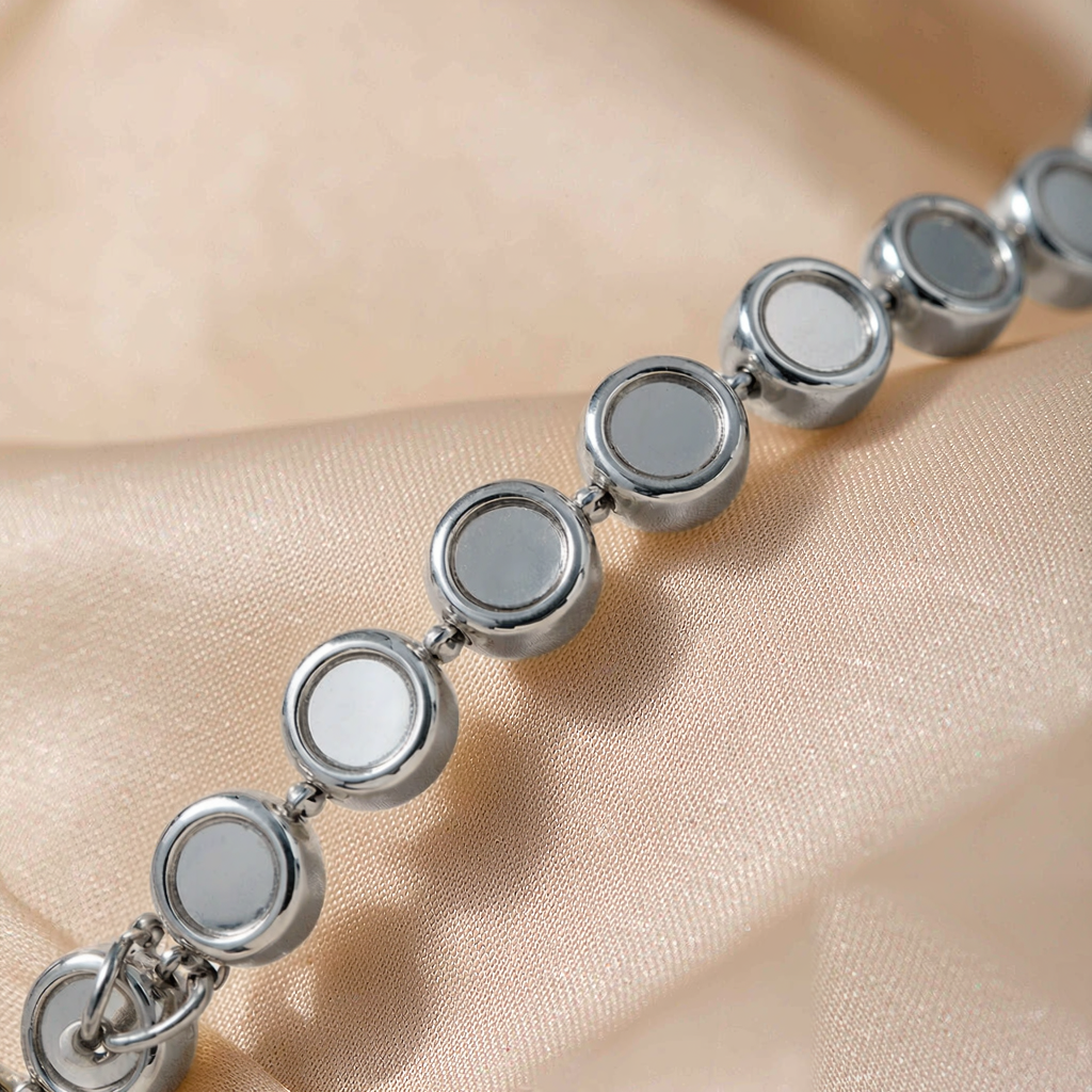 Meteor Tennis Bracelet — Silver — macro view