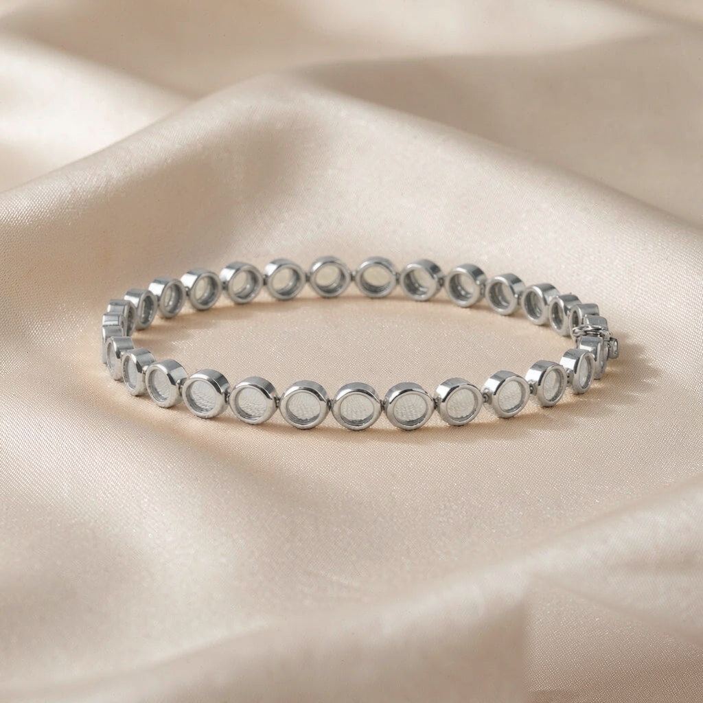 Meteor Tennis Bracelet — Silver — studio view