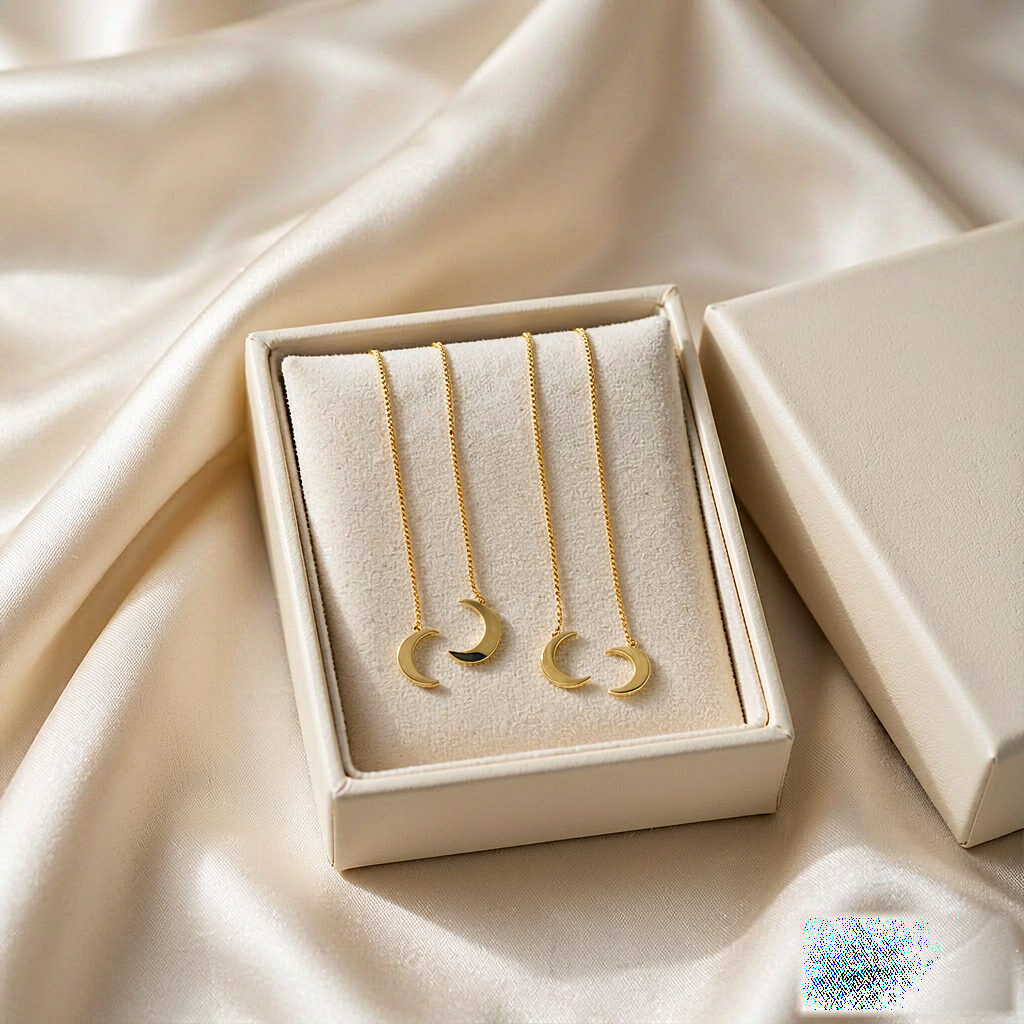 VARYNOXA Moon Drop Threader Earrings — gift view