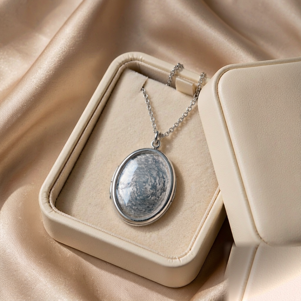 Nebula Locket Necklace — Silver — gift view