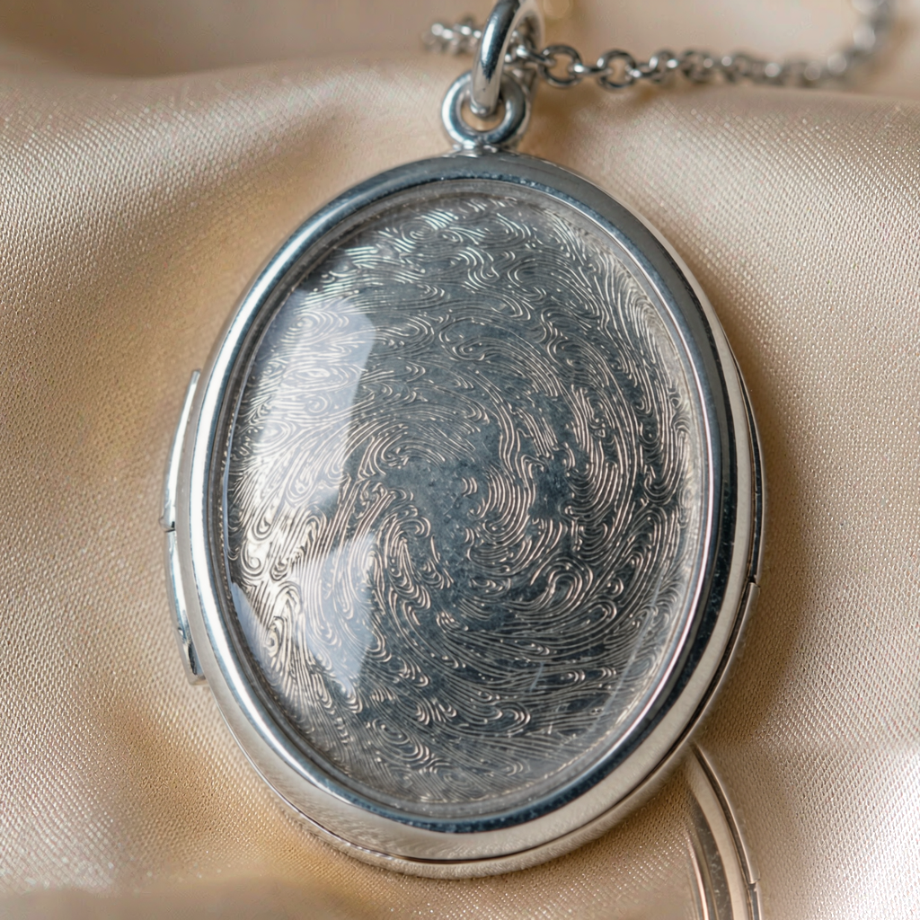 Nebula Locket Necklace — Silver — macro view