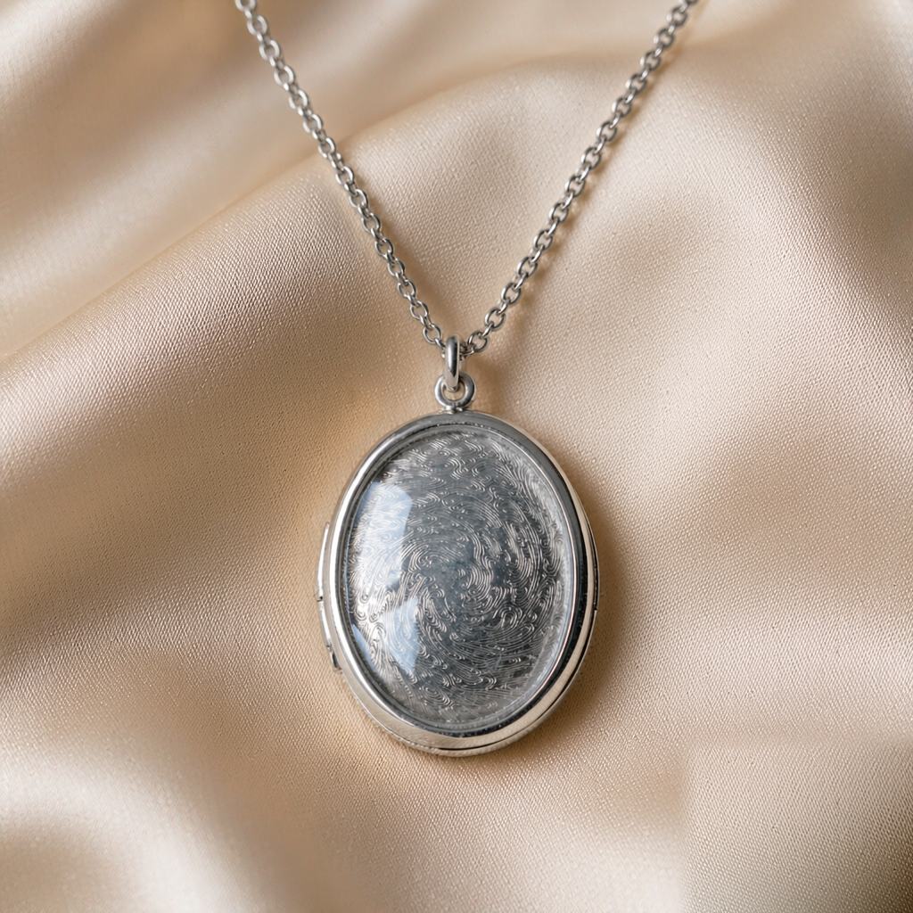 Nebula Locket Necklace — Silver — studio view