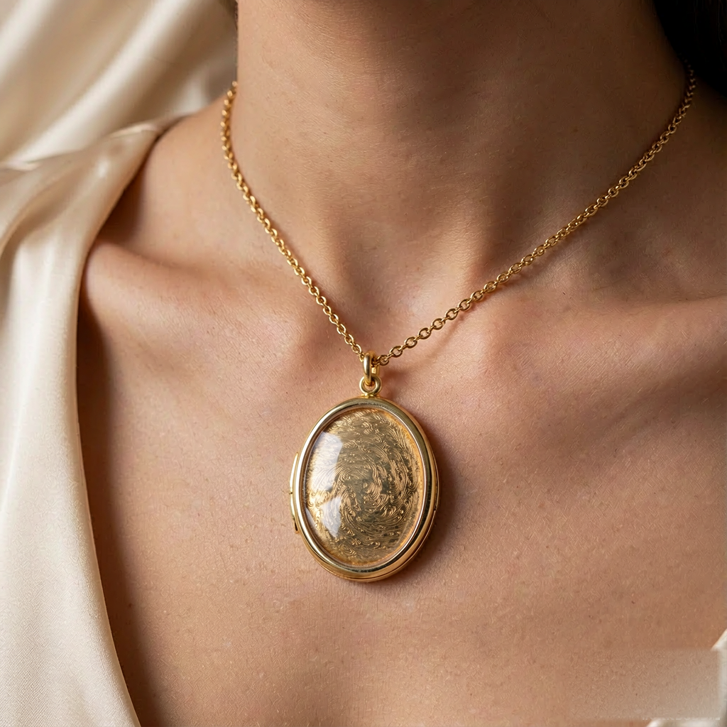 VARYNOXA Nebula Locket Necklace — worn view