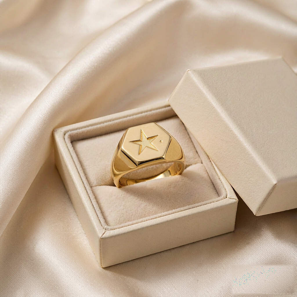 VARYNOXA North Star Signet Ring — gift view