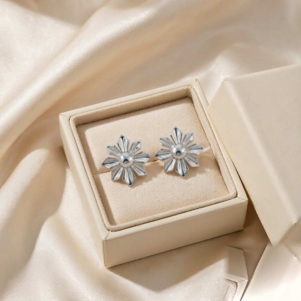 Nova Stud Earrings — Silver — gift view