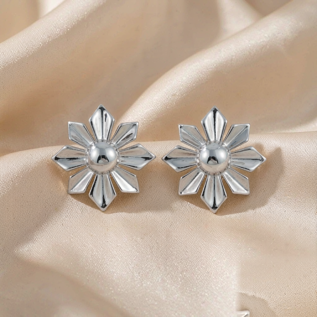 Nova Stud Earrings — Silver — studio view