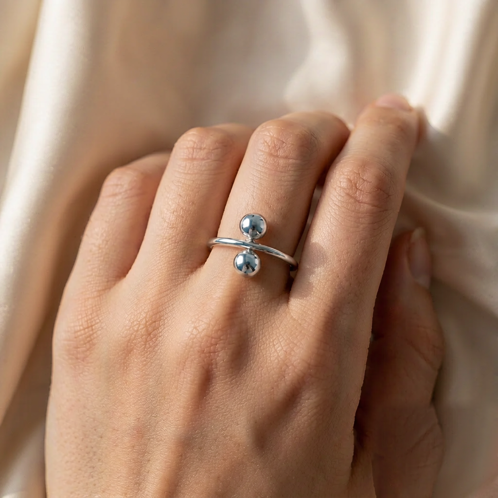 Orbit Band Ring — Silver — worn view