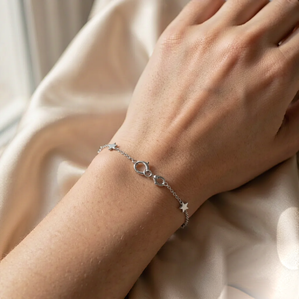 Stardust Chain Bracelet — Silver — worn view