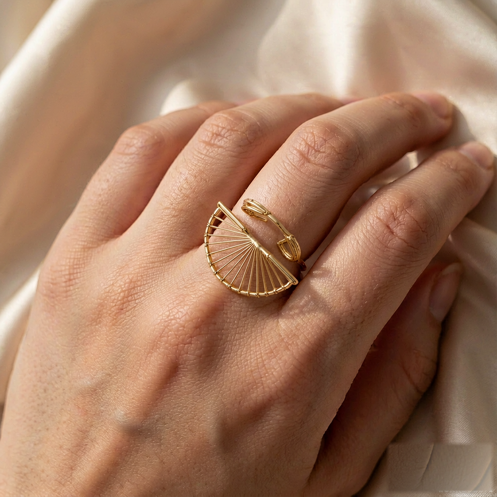 VARYNOXA Sunbeam Open Ring — worn view