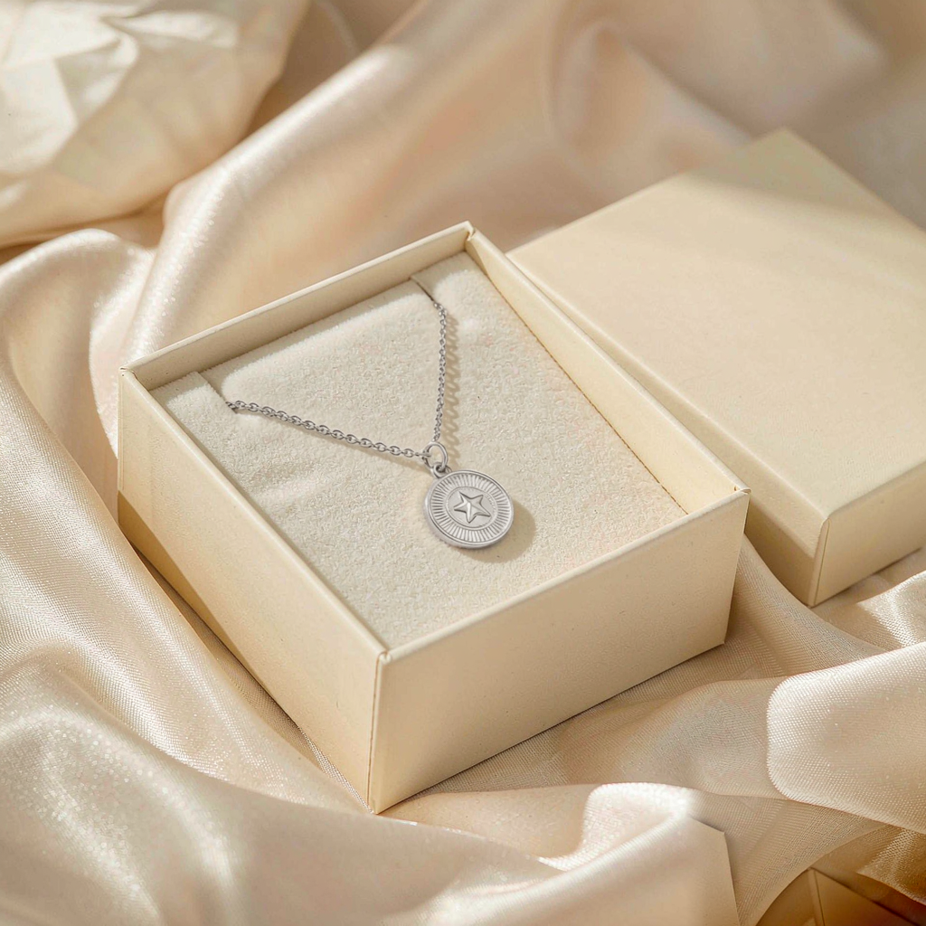 Zodiac Medallion Necklace — Silver — gift view